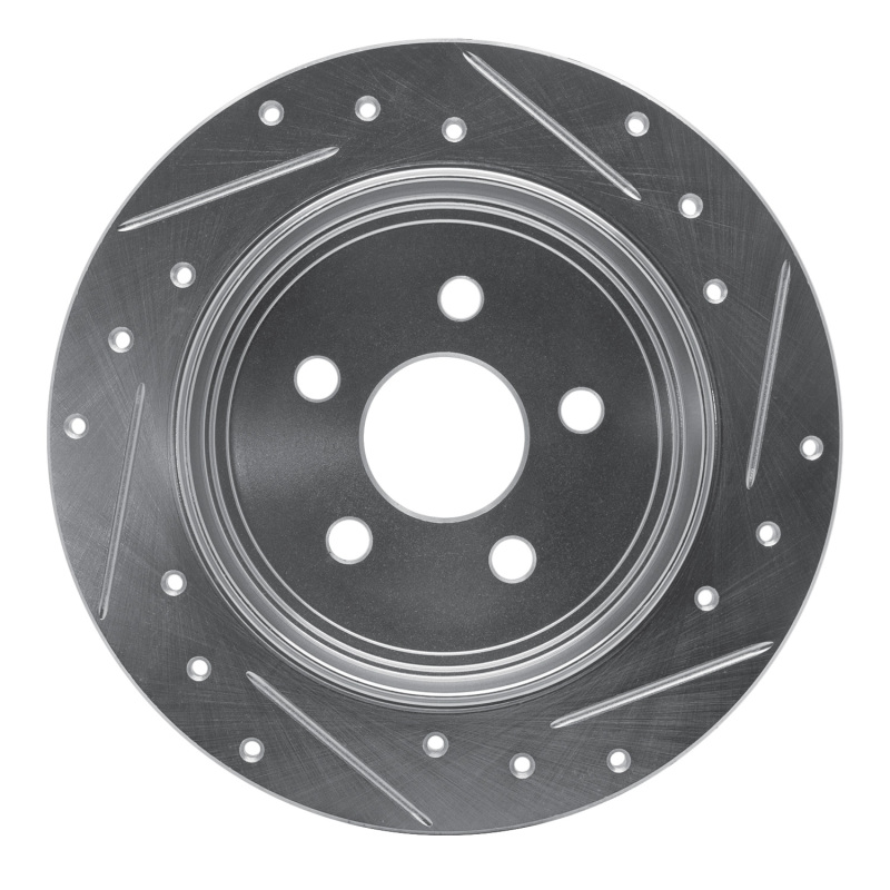 Chrysler PT Cruiser Brake Rotor (1) - Rear Left - R1 Concepts - Drilled & Slotted - Silver - `95-`03